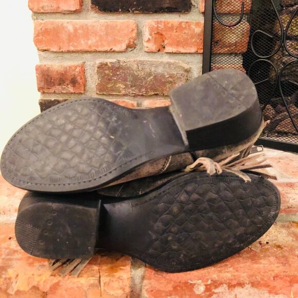 Western Cowboy Fringe Ankle Boots Gray/Brown Distressed  7.5 M - Picture 6 of 9